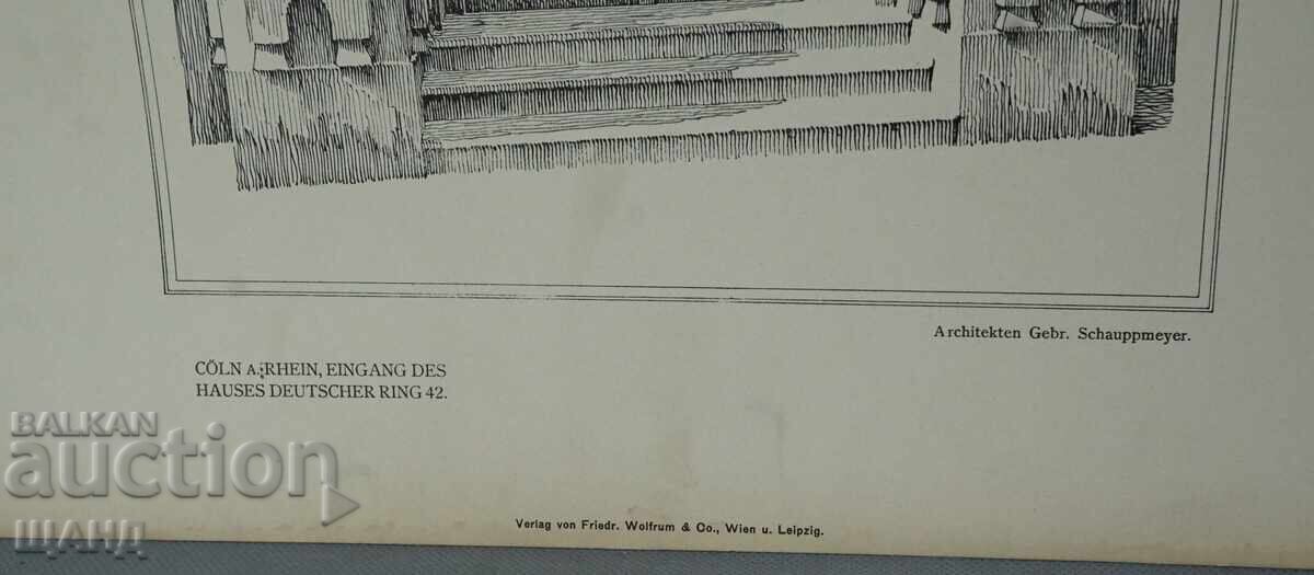 1900 Vienna Architectural Lithograph of a House/Building with price 5.00 BGN | € 2.56