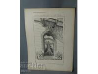 1900 Litografie arhitecturală vieneză a unei clădiri de casă
