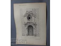 1900 Litografie arhitecturală vieneză a unei clădiri de casă