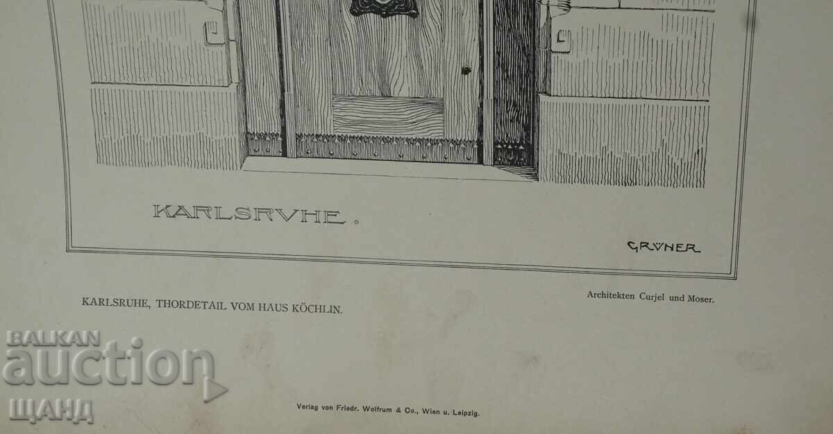 1900 Vienna Architectural Lithograph of a House/Building with price 5.00 BGN | € 2.56