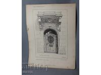 1900 Litografie arhitecturală vieneză a unei clădiri de casă