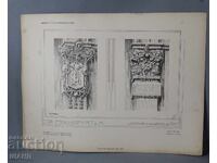 1900 Litografie arhitecturală vieneză a unei clădiri de casă