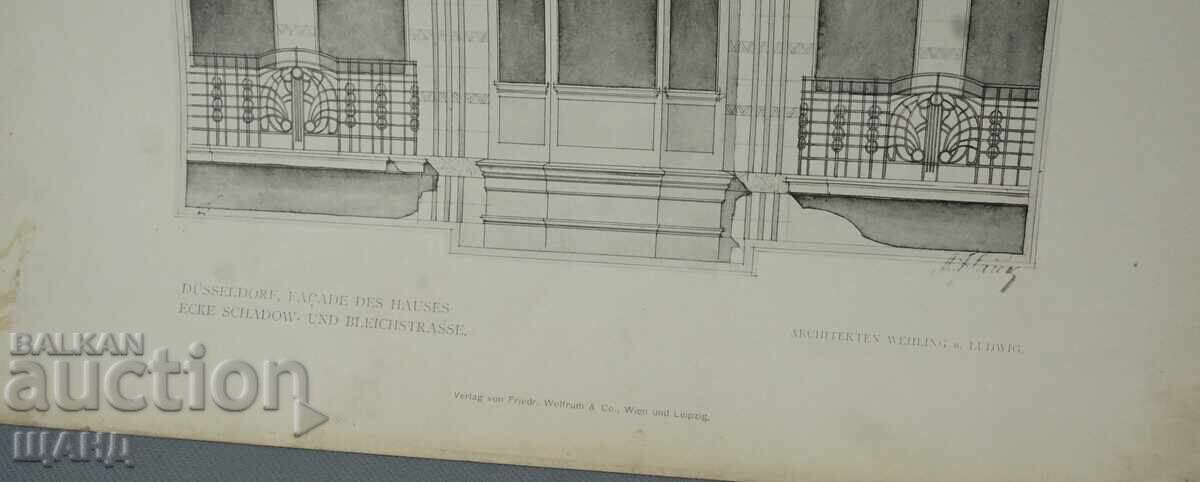 1900 Vienna Architectural Lithograph of a House/Building with price 5.00 BGN | € 2.56