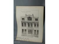 1900 Litografie arhitecturală vieneză a unei clădiri de casă