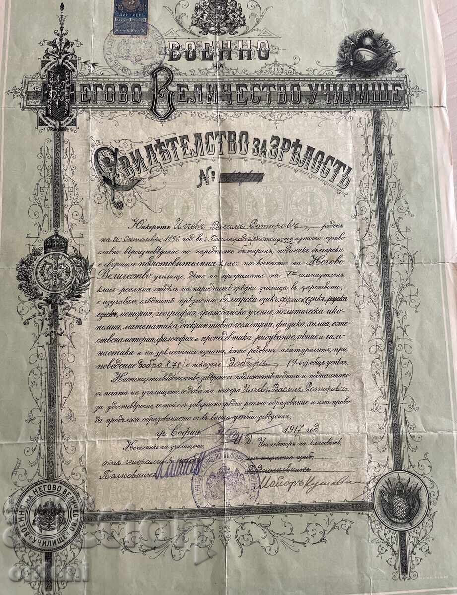 5037 Kingdom of Bulgaria diploma officer graduated school 1917 with price 80.00 BGN | € 40.90 5037 Kingdom of Bulgaria diploma officer graduated school 1917 with price 80.00 BGN | € 40.90