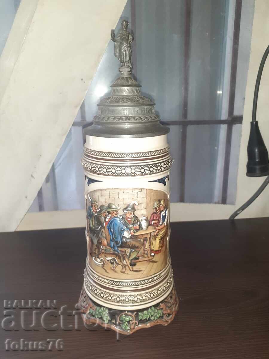 Large old German beer stein 1L with price 450.00 BGN | € 230.08
