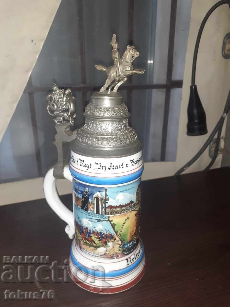 Δημοπρασία Μεγάλη παλιά γερμανική κούπα 0,5 λ. στρατιωτικό θέμα