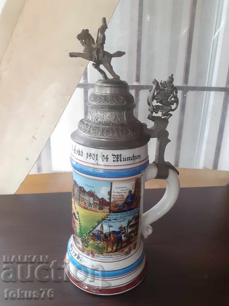 Μεγάλη παλιά γερμανική κούπα 0,5 λ. στρατιωτικό θέμα - 6