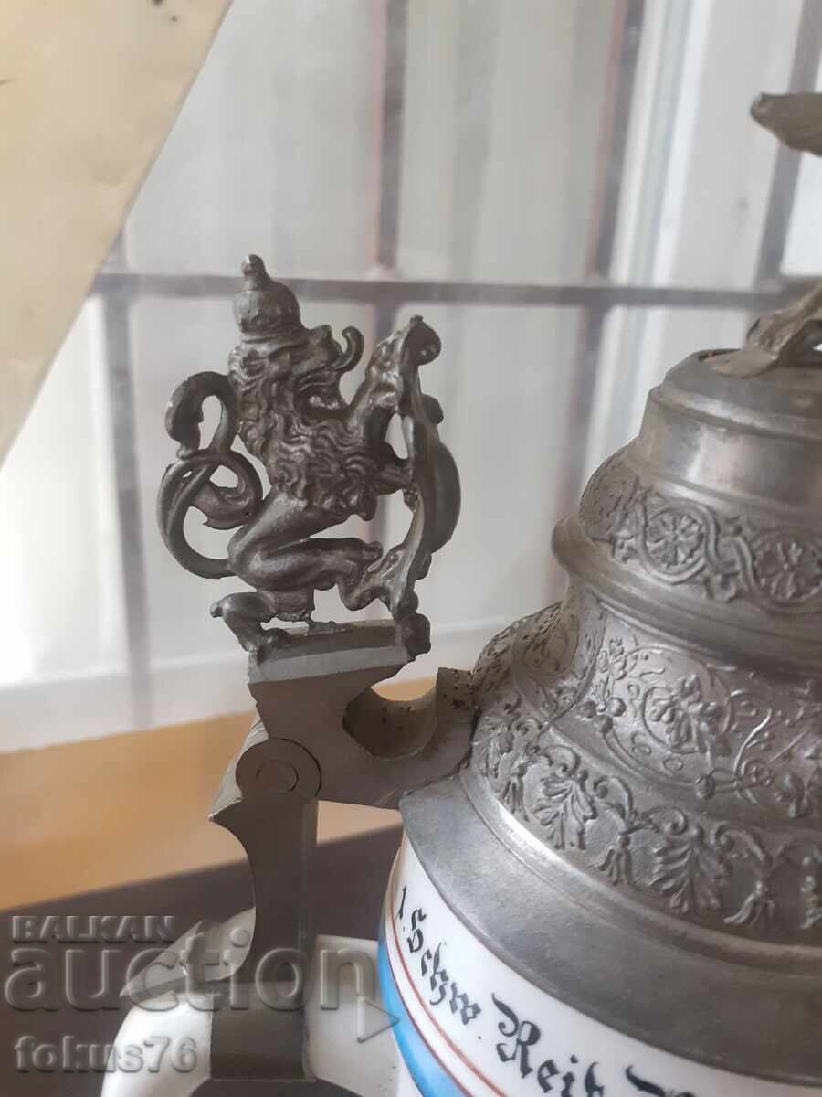 Μεγάλη παλιά γερμανική κούπα 0,5 λ. στρατιωτικό θέμα - 7