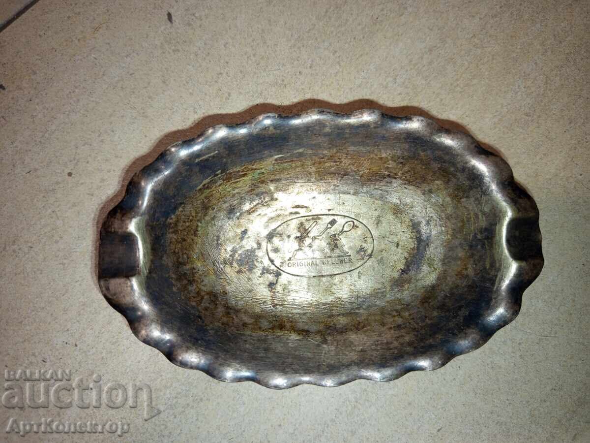 Ashtray brass bronze silver-plated Original Wellner