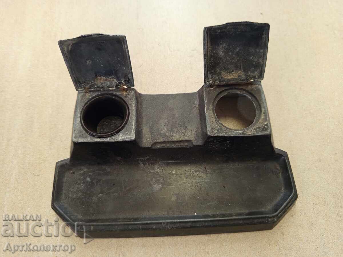 СТАРА КРАСИВА МЕТАЛНА МАСТИЛНИЦА ЗА ПИСАЛИЩЕ - 5