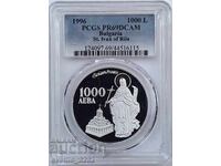 1000 leva 1996 Sfântul Ioan de Rila PR 69 DCAM PCGS