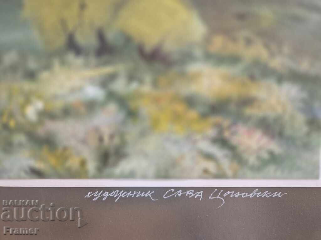 Delivery of Large watercolor by the CENTENARIAN Sava Tsonovski Landscape 1A