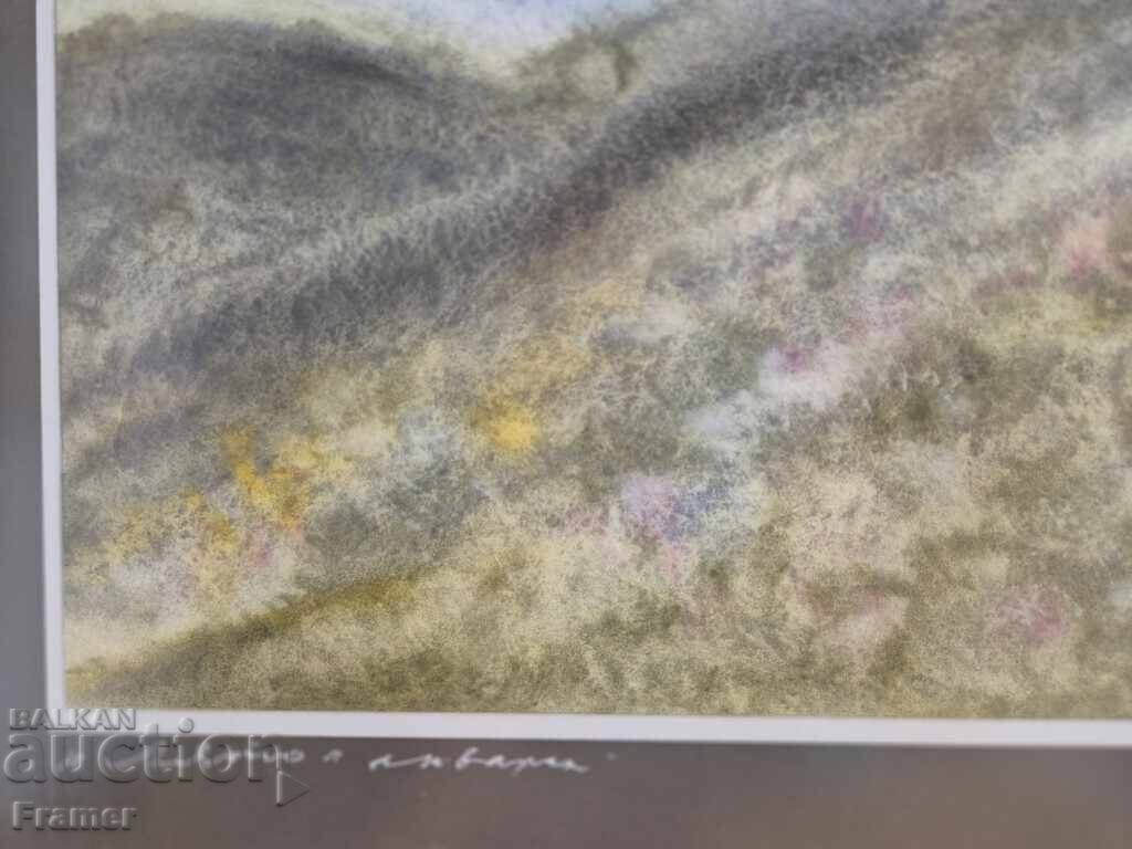 Auction  Large watercolor by the CENTENARIAN Sava Tsonovski Landscape 13A