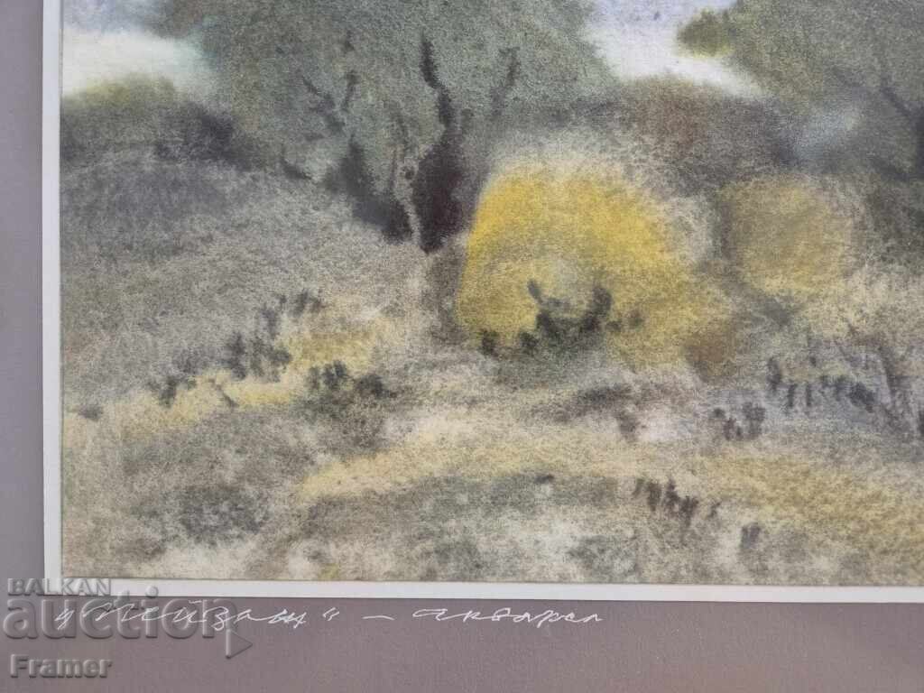 Аукцион Голям акварел от СТОЛЕТНИКА Сава Цоновски Пейзаж 13Б