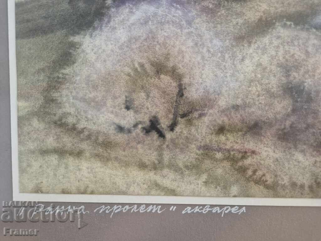 Auction  Large watercolor by the CENTENARIAN Sava Tsonovski Early Spring 1D