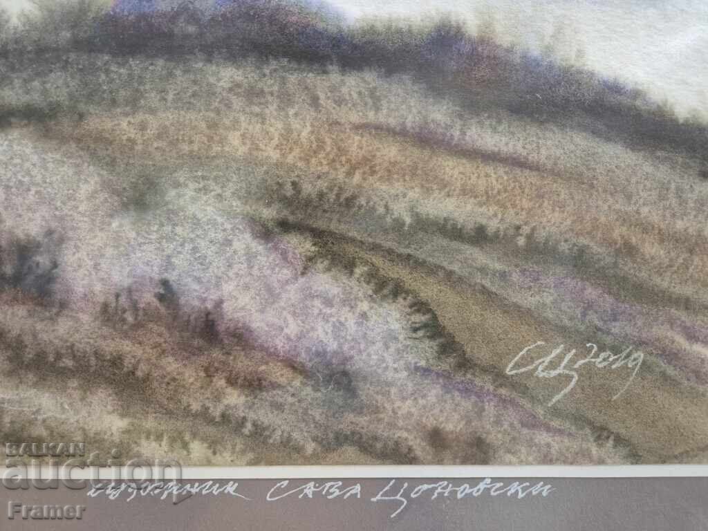 Delivery of Large watercolor by the CENTENARIAN Sava Tsonovski Early Spring 1D