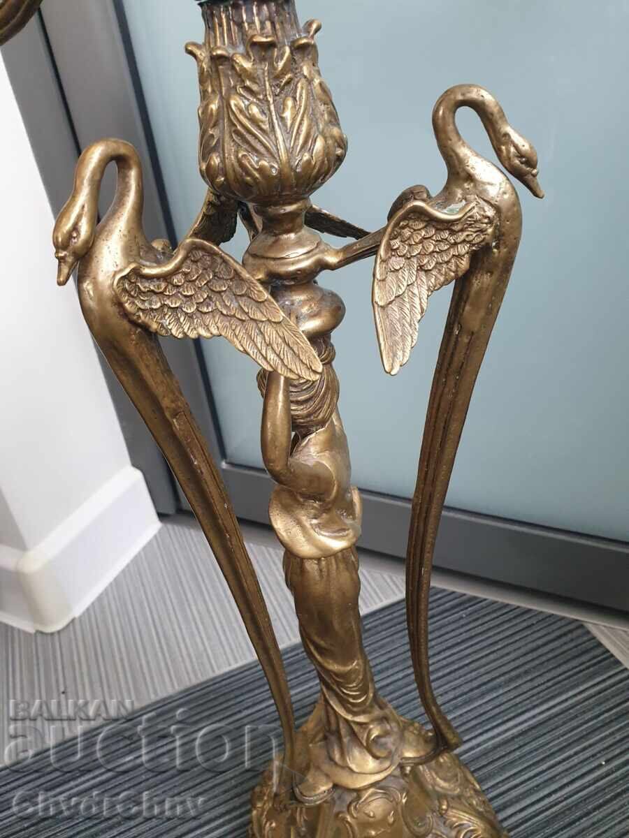 Licitație 58cm-5kg/mare vechi sfeșnic baroc din bronz de masă