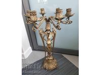 58εκ-5kg/μεγάλο παλιό επιτραπέζιο μπαρόκ μπρούτζινο κηροπήγιο