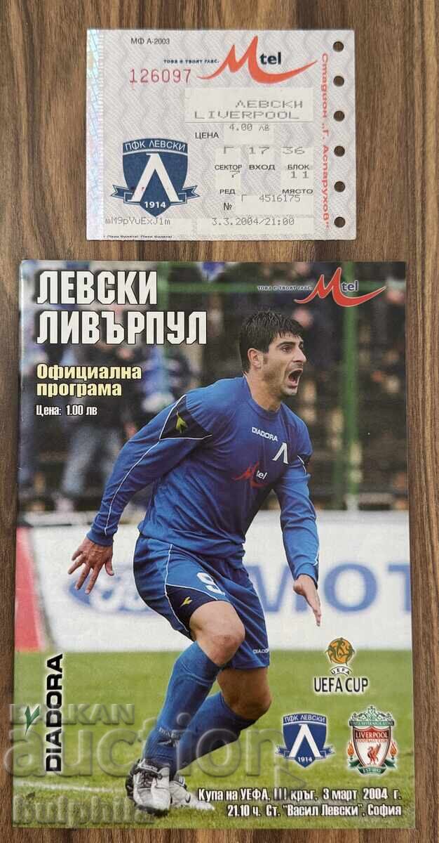 Original ticket and program Levski - Liverpool 2004 Original ticket and program Levski - Liverpool 2004