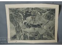 Παλιά Μαεστρική ζωγραφική γραφική λιθογραφία Άγιος Γεώργιος