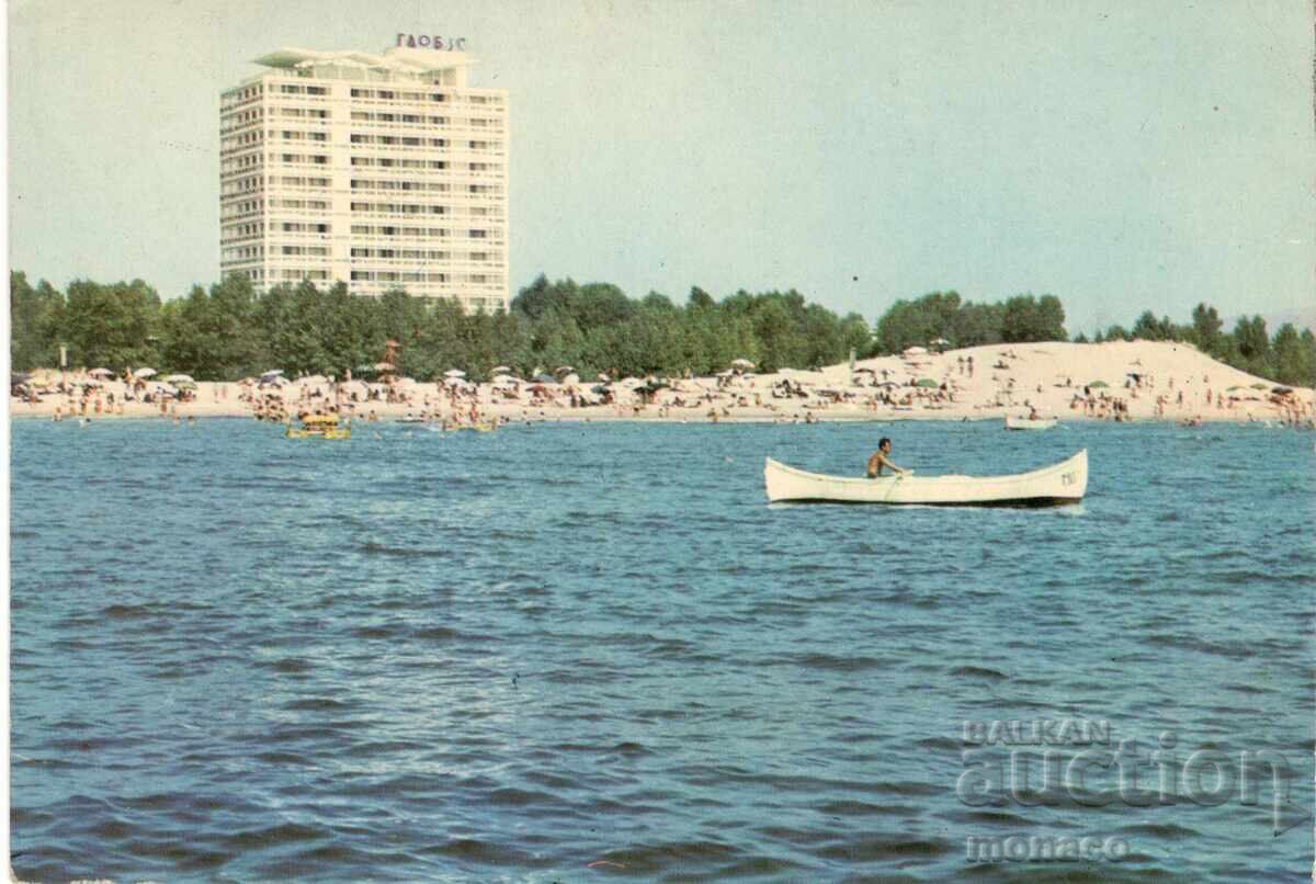 Παλιά καρτ ποστάλ - Σάνι Μπιτς, Η παραλία μπροστά από το ξενοδοχείο "Γκλόμπους"