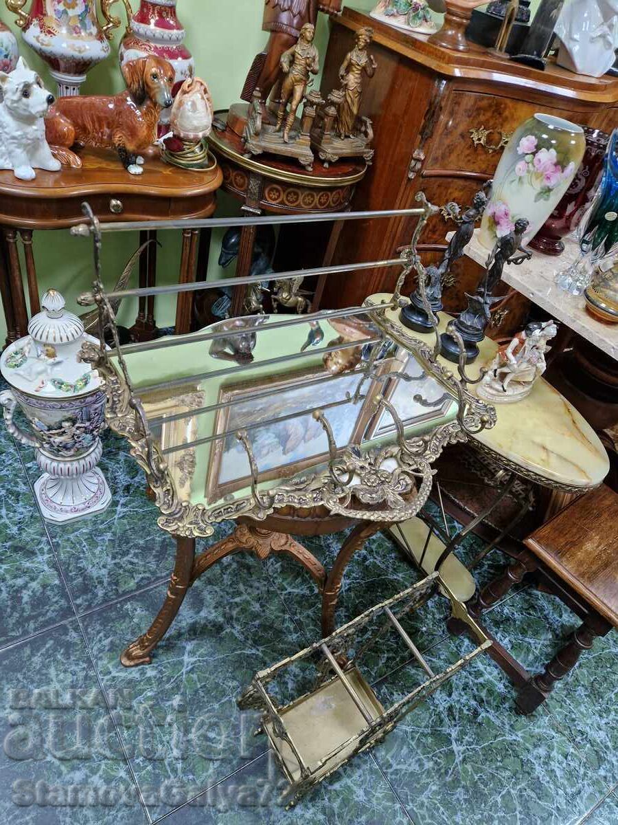 Δημοπρασία Μοναδική αγγλική μπρούτζινη κρεμάστρα με καθρέφτη και ομπρελοθήκη