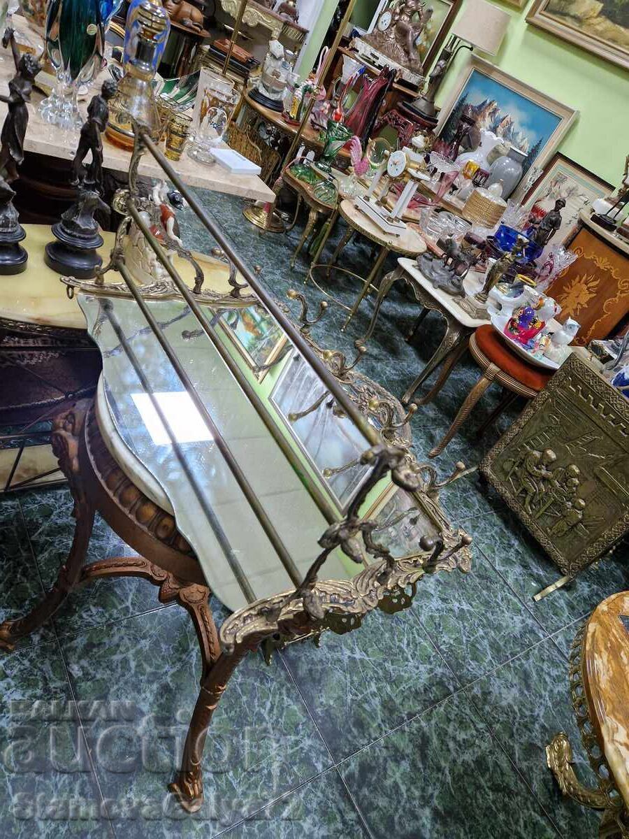 Unique English bronze coat rack with mirror and umbrella stand - 6