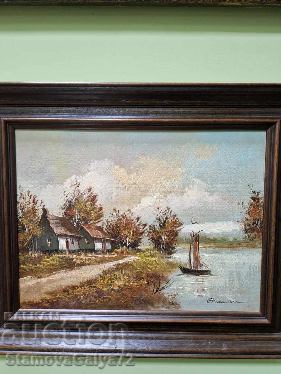 Licitație Pictură originală antică unică în ulei pe pânză