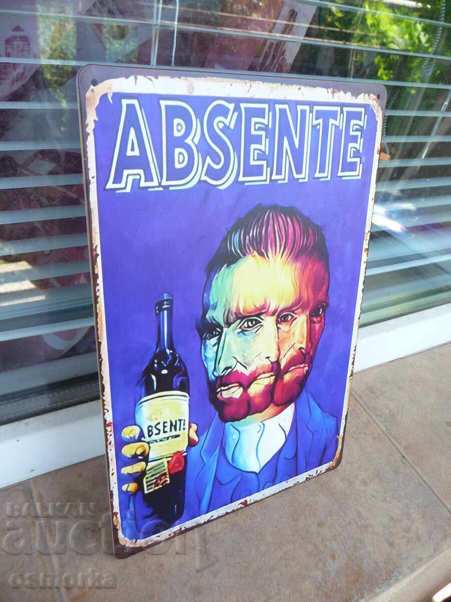Metal sign Absente alcoholic drink wine Van Gogh liqueur with price 18.00 BGN | € 9.20