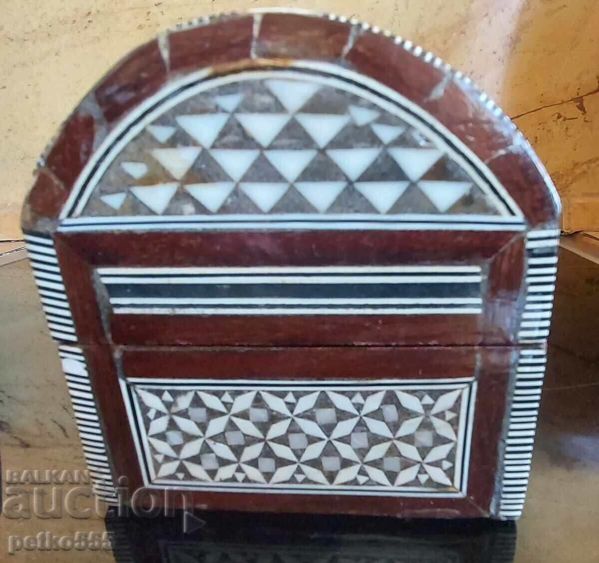 Delivery of Old wooden jewelry box, mother-of-pearl inlay