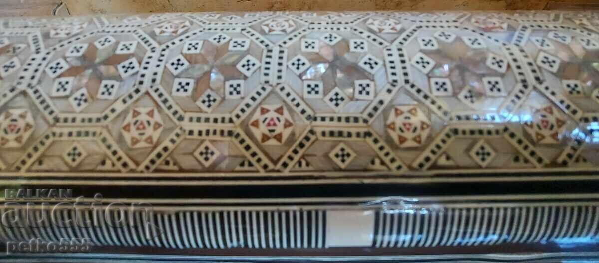 Old wooden jewelry box, mother-of-pearl inlay - 6