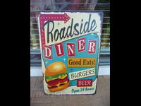 Placă metalică mâncare burger mâncare bună bere gustări non-stop 24h