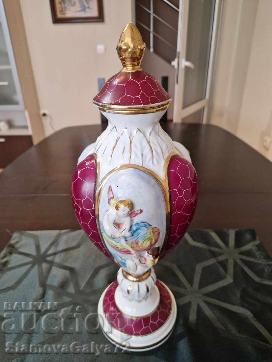 Licitație Minunată urnă, vas, vază din porțelan antic Capodimonte Licitație Minunată urnă, vas, vază din porțelan antic Capodimonte