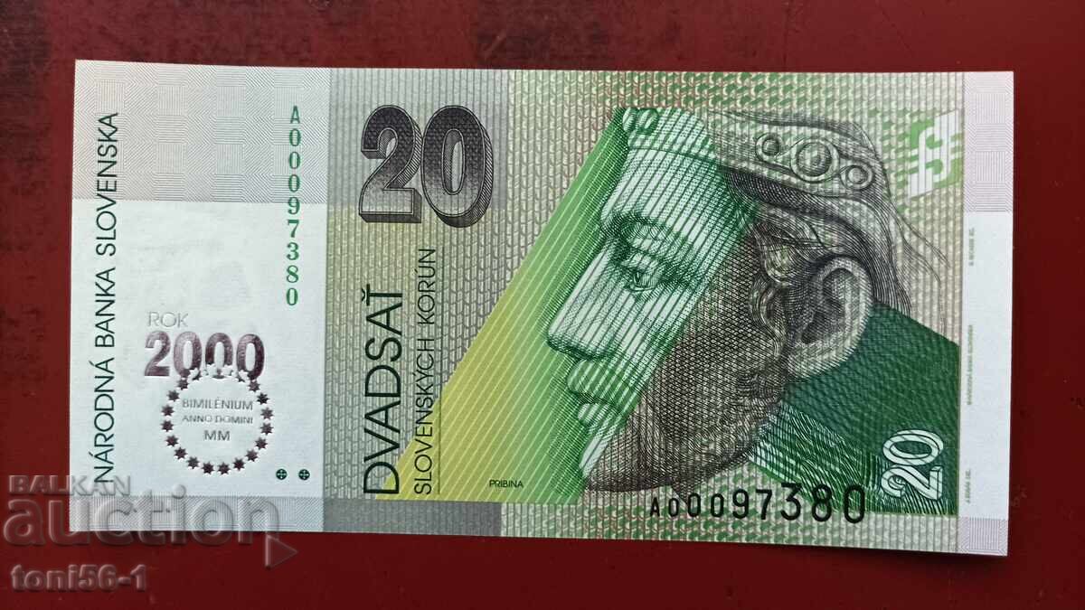 Словакия 20 крони 1993 /2000 - Милениум/ UNC Словакия 20 крони 1993 /2000 - Милениум/ UNC