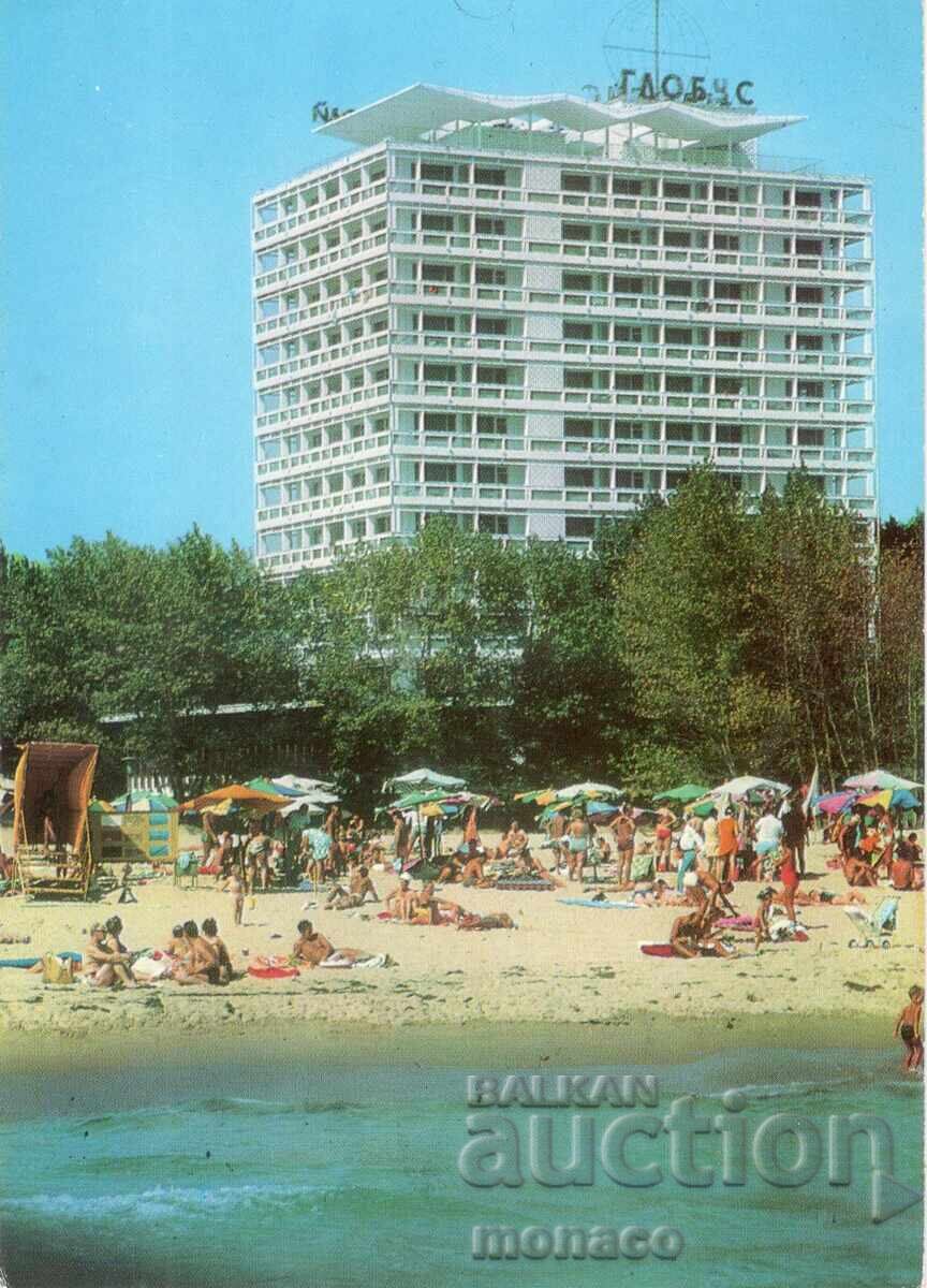 Old postcard - Sunny Beach, Hotel "Globus"