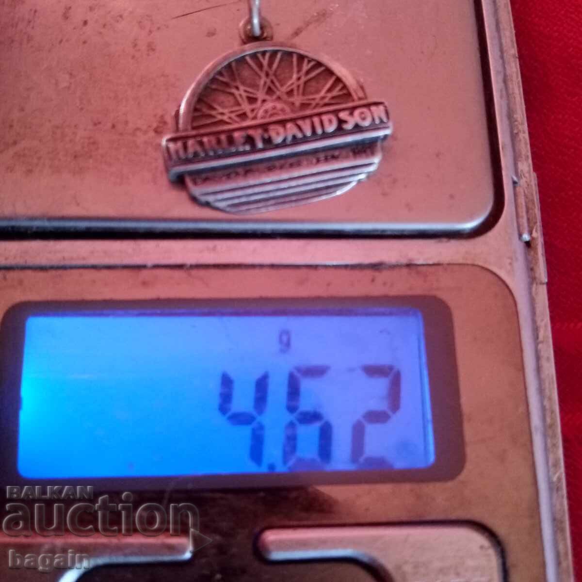 Παράδοση Ροκ ασημένιο μενταγιόν. Harley Davidson