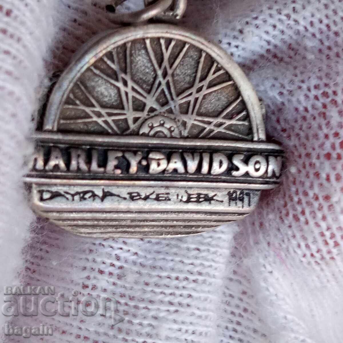 Ροκ ασημένιο μενταγιόν. Harley Davidson
