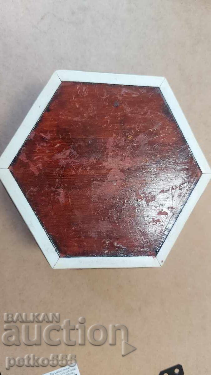 Cutie veche de lemn pentru bijuterii sidef Intarsie - 5