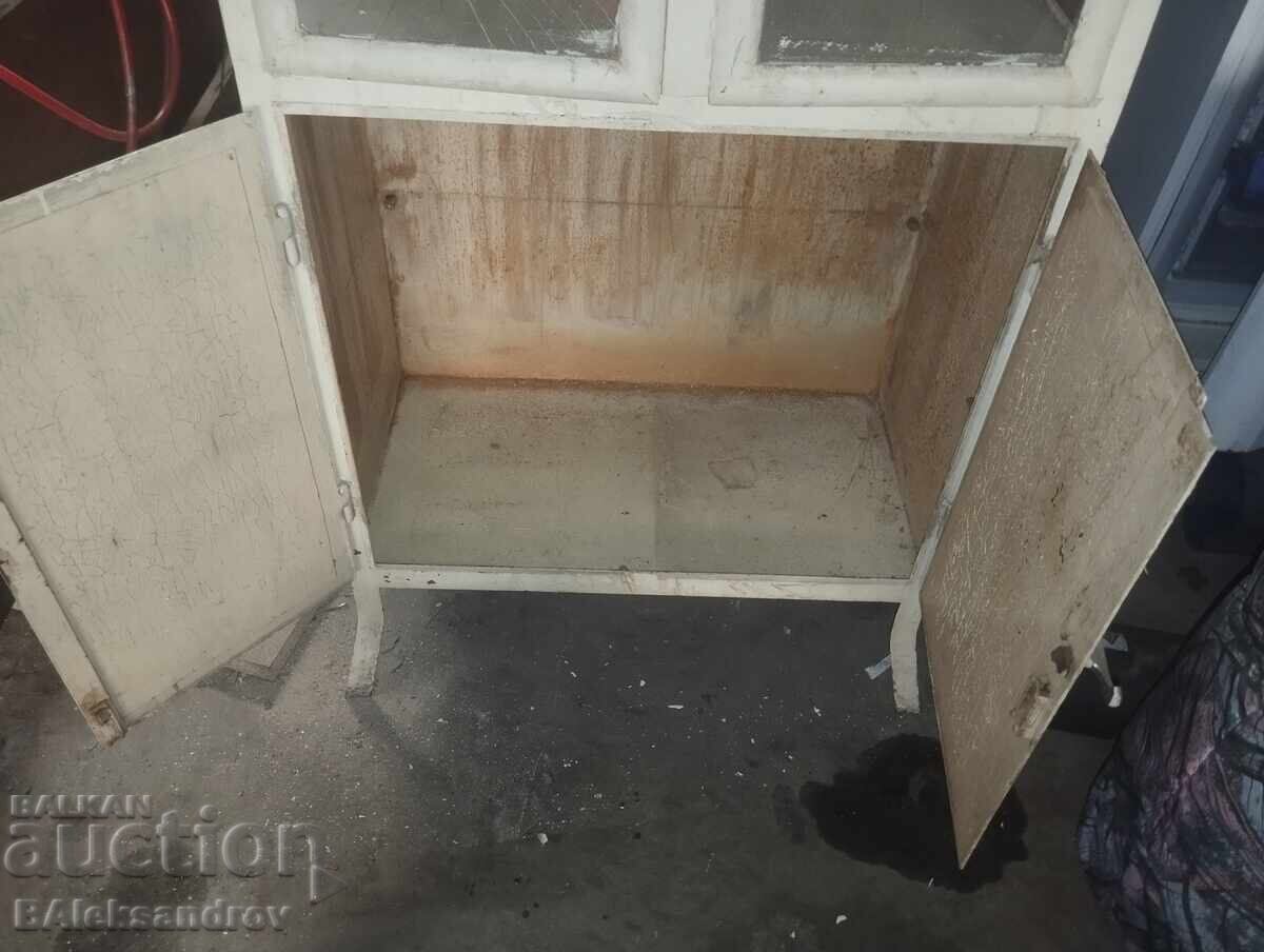 Auction  Old medical metal display cabinet