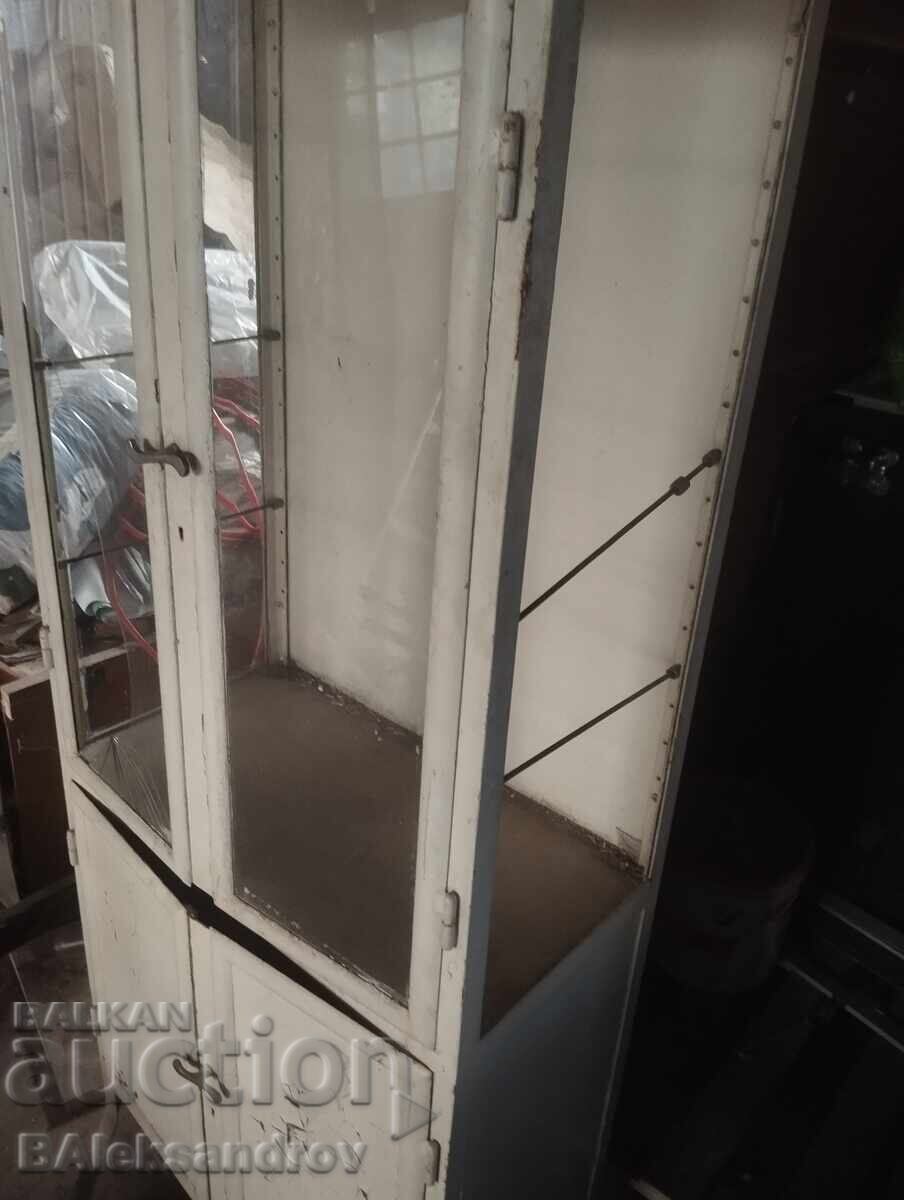 Old medical metal display cabinet - 6