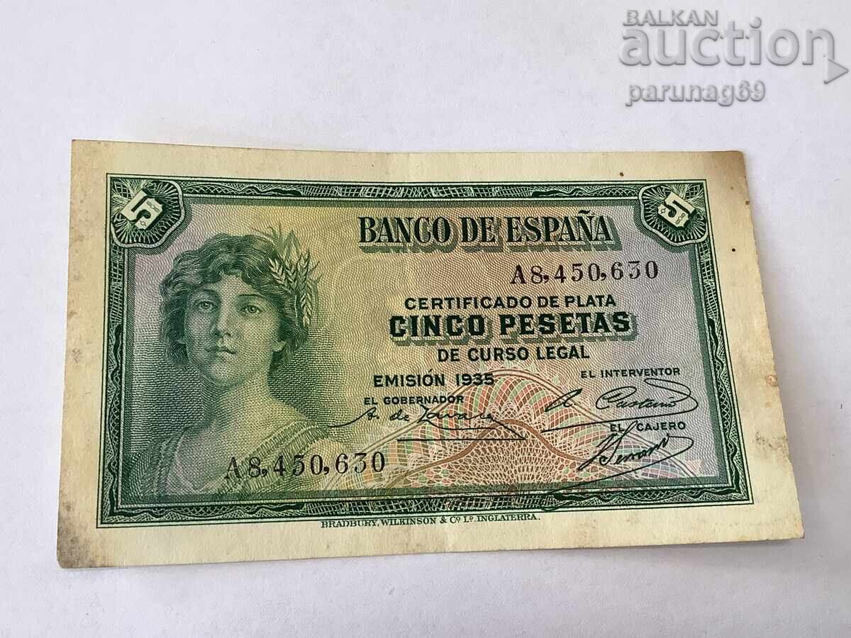 Spania 5 pesetas 1935 Spania 5 pesetas 1935