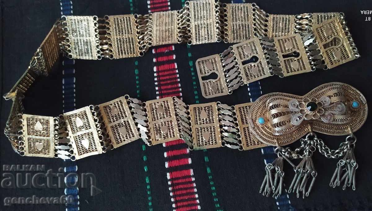 Delivery of Belt, pafti 1930s, handmade, silver, sachan, gilding