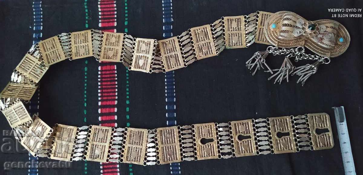 Belt, pafti 1930s, handmade, silver, sachan, gilding - 5
