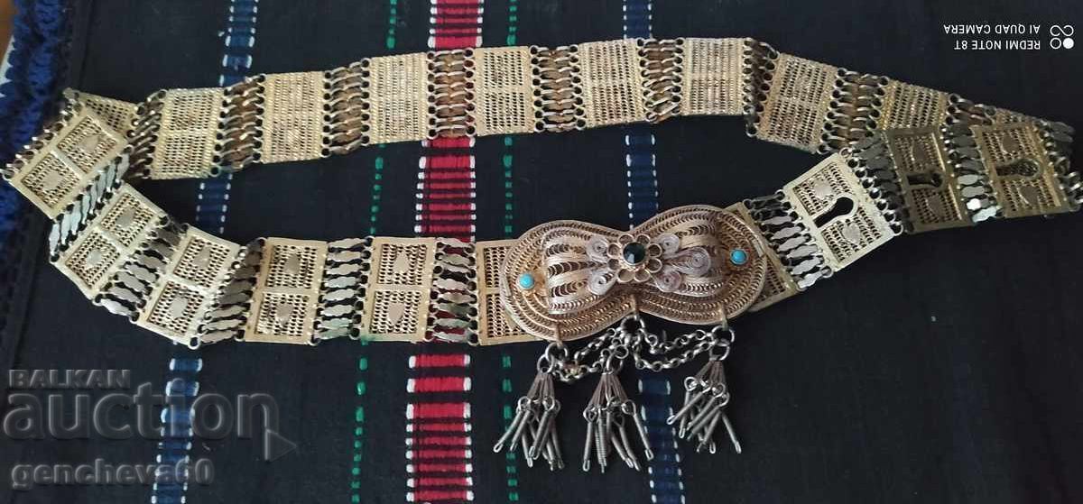 Belt, pafti 1930s, handmade, silver, sachan, gilding