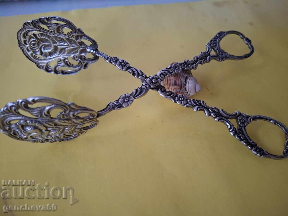 Βικτοριανή τσιμπίδα για κέικ ασήμι 800 με φλοράλ μοτίβο - 5