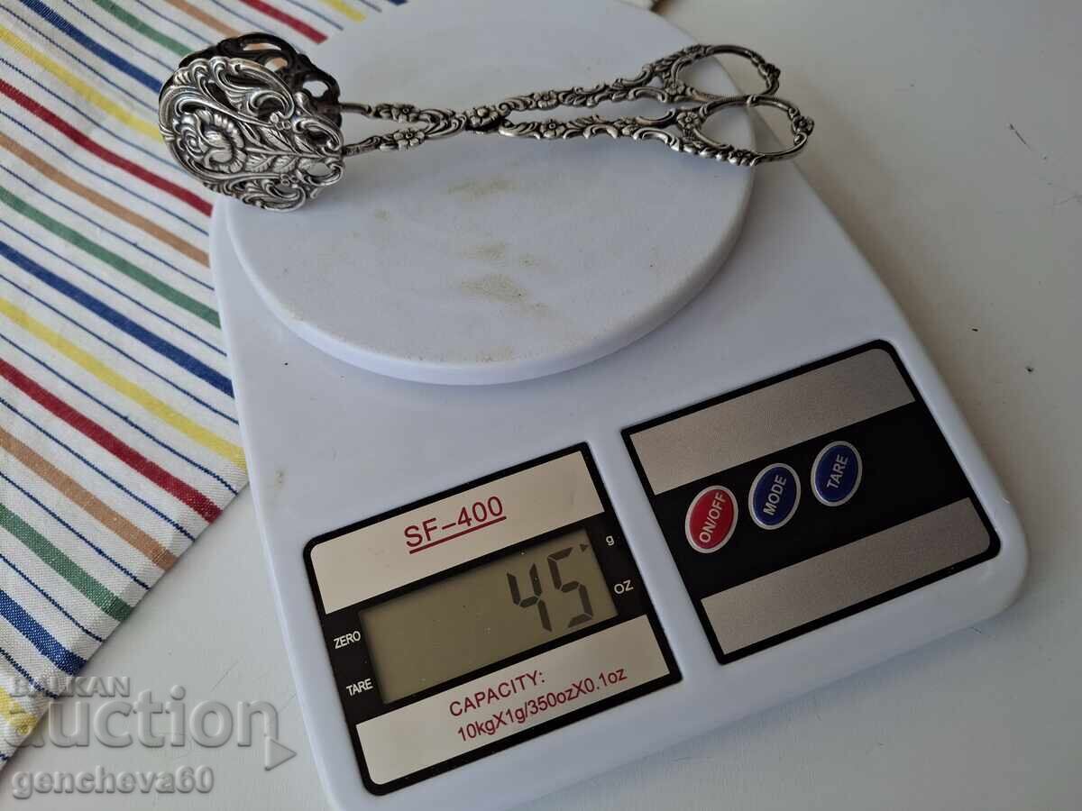 Βικτοριανή τσιμπίδα για κέικ ασήμι 800 με φλοράλ μοτίβο - 7