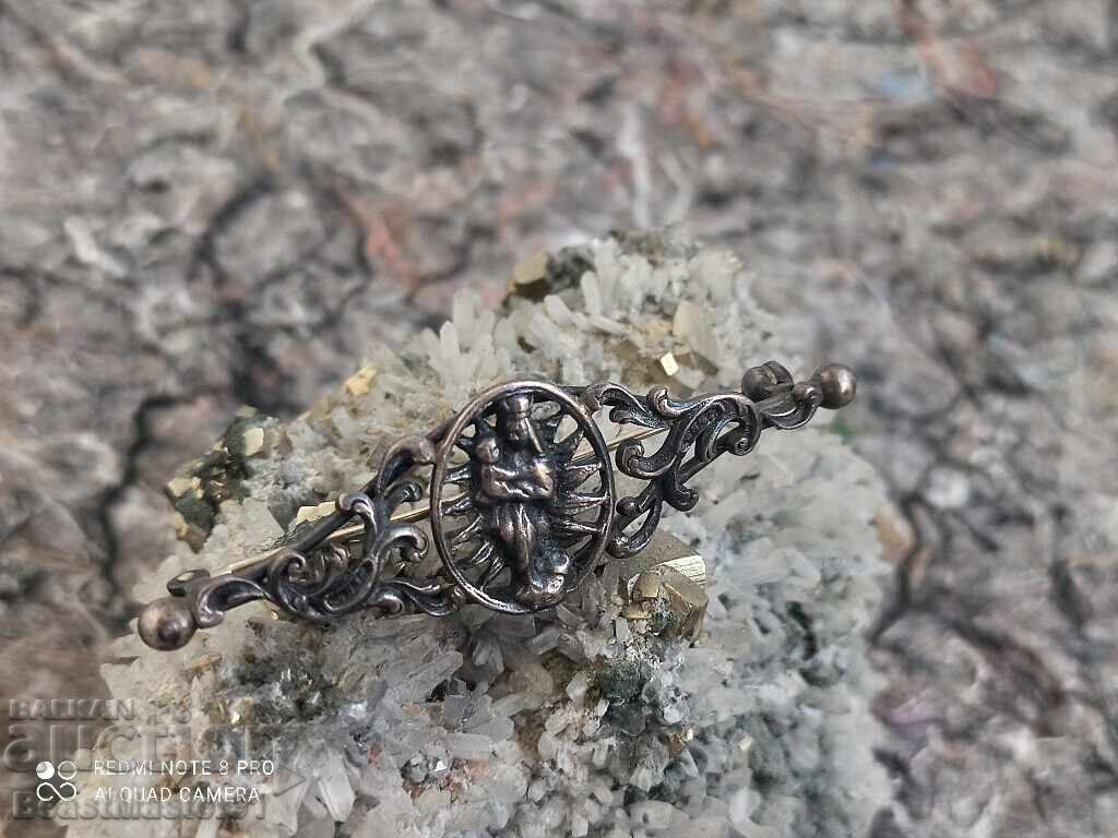 Δημοπρασία Ασημένια παλιά καρφίτσα, φυσική πατίνα