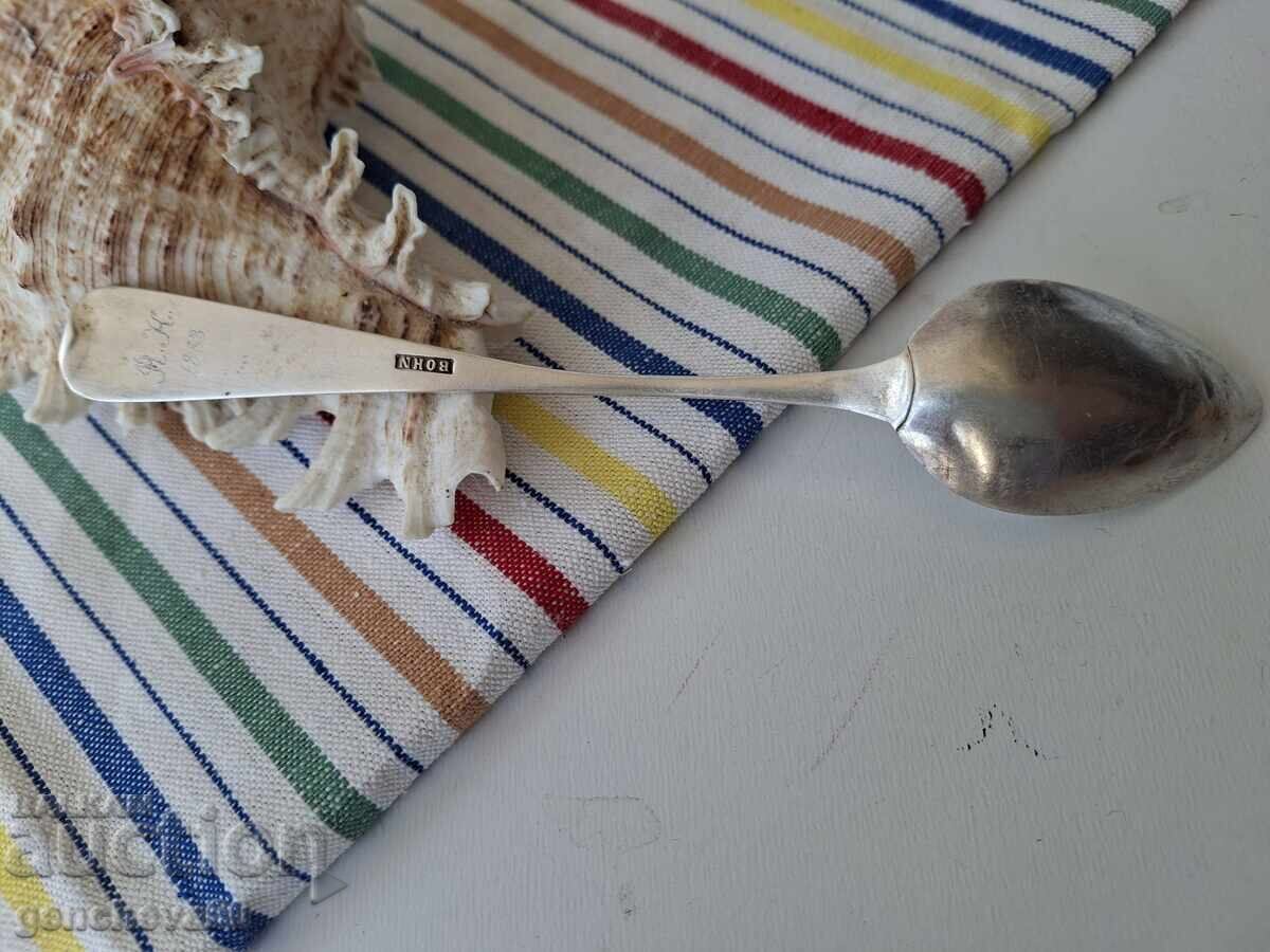 Delivery of 1883 engraved silver spoon with initials