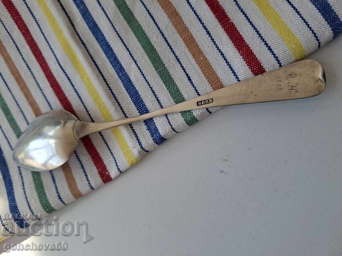 1883 engraved silver spoon with initials